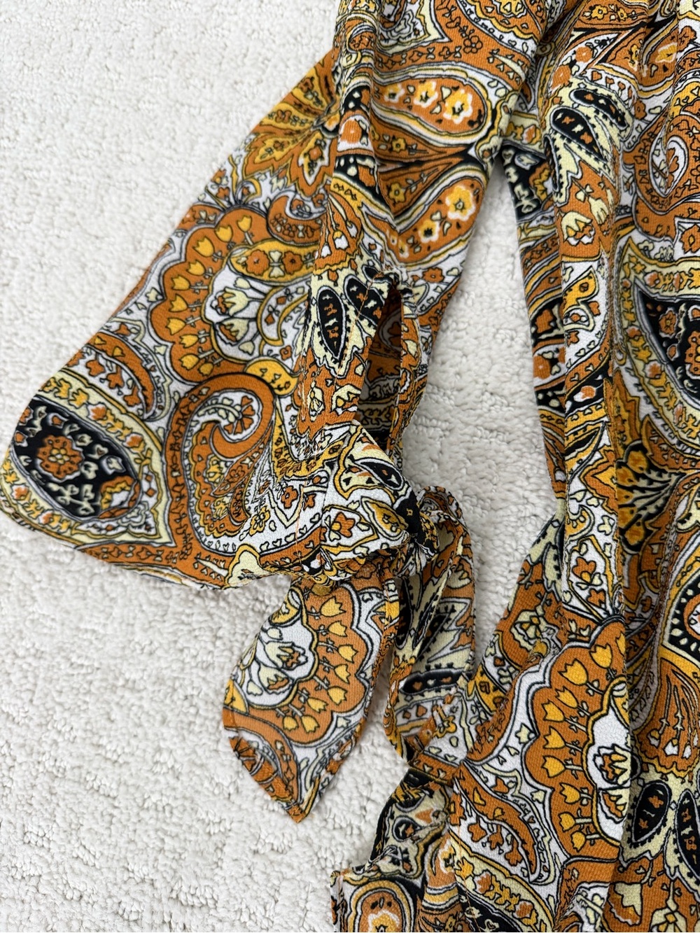 Michael Kors Printed Tie-Sleeve Blouse in Mustard Paisley - Picture 3 of 4